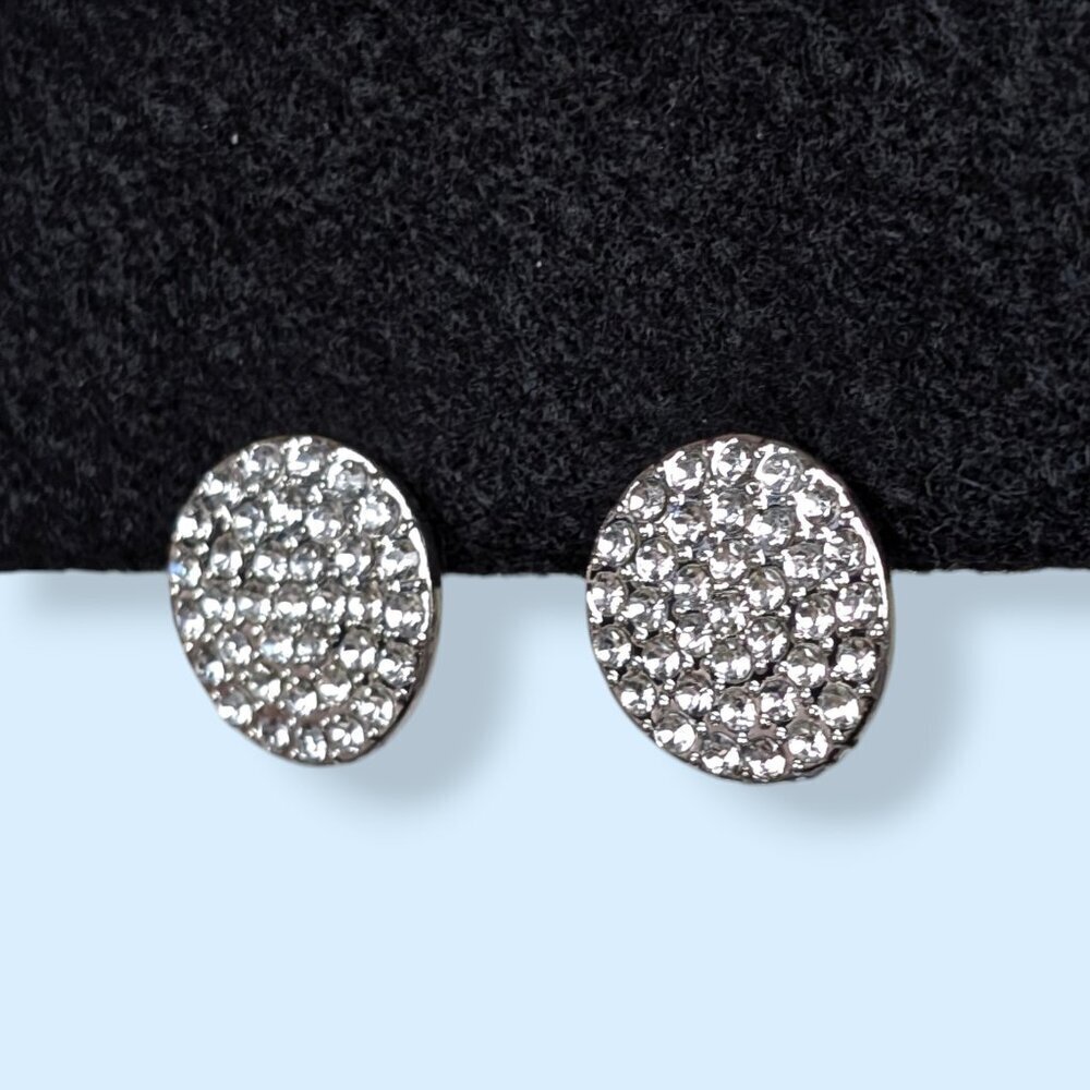 (2/$20) Round Rhinestone Disc Earrings